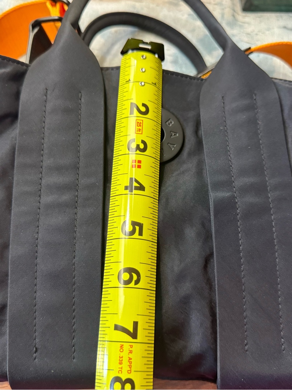 Black Crossbody Bag with Orange Strap - Lightweight Everyday Carry - Picture 12 of 12
